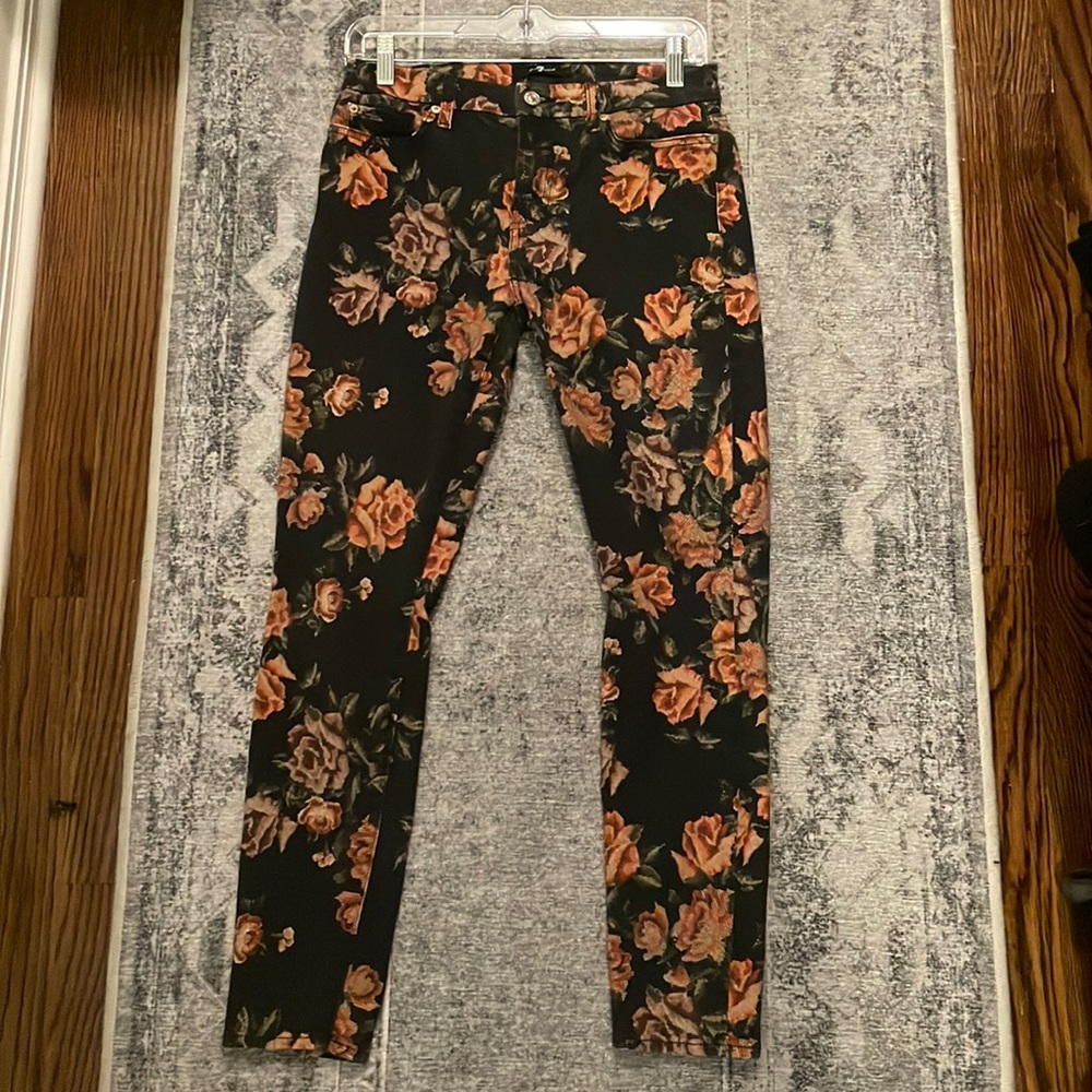 Seven (7) For All Mankind skinny needle point rose floral jeans.